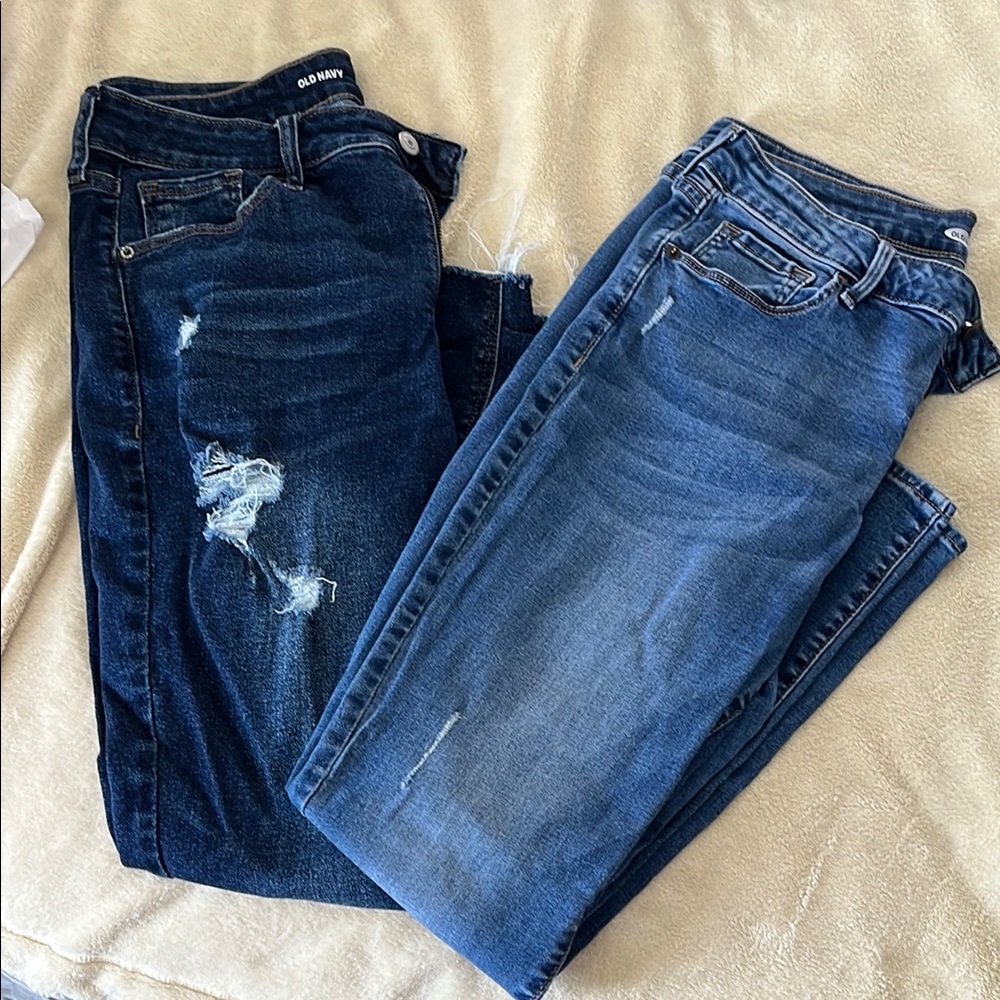 Old Navy Blue Skinny Jeans Distressed Denim